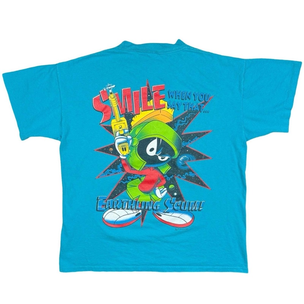Vintage 1993 Marvin Martian Looney Tunes T Shirt USA Made Large Double Sided - Picture 2 of 7